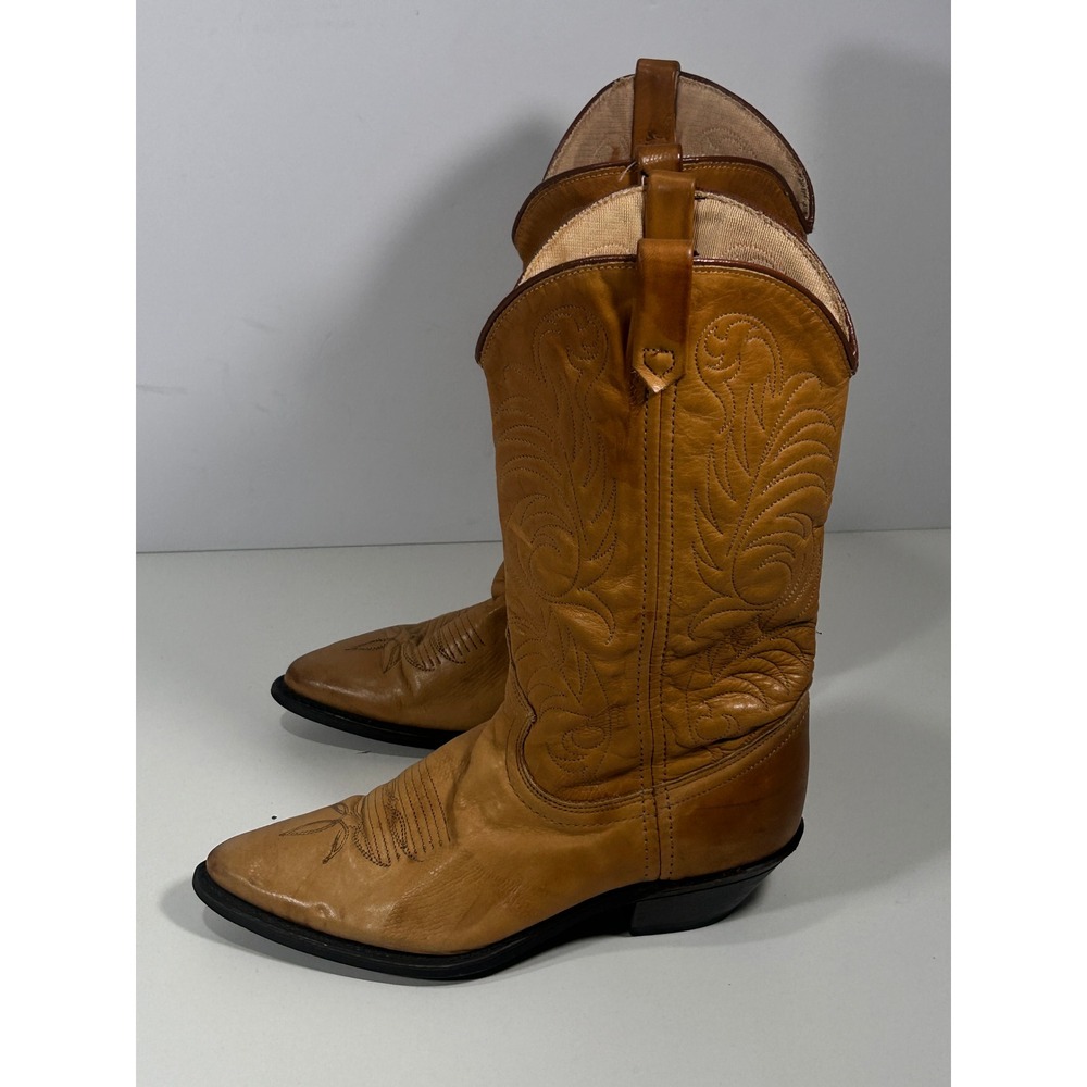 Justin Mens Tan Leather Western Cowboy Boots Made in USA 434002 Size 6 M